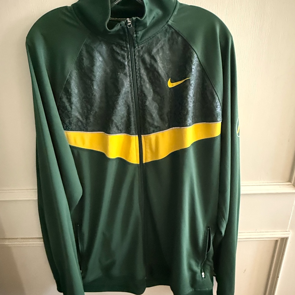 Nike Men's Dark Green and Yellow lightweight jacket